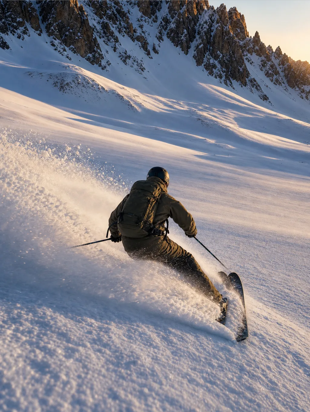 Illustration of a skier descending a mountain slope